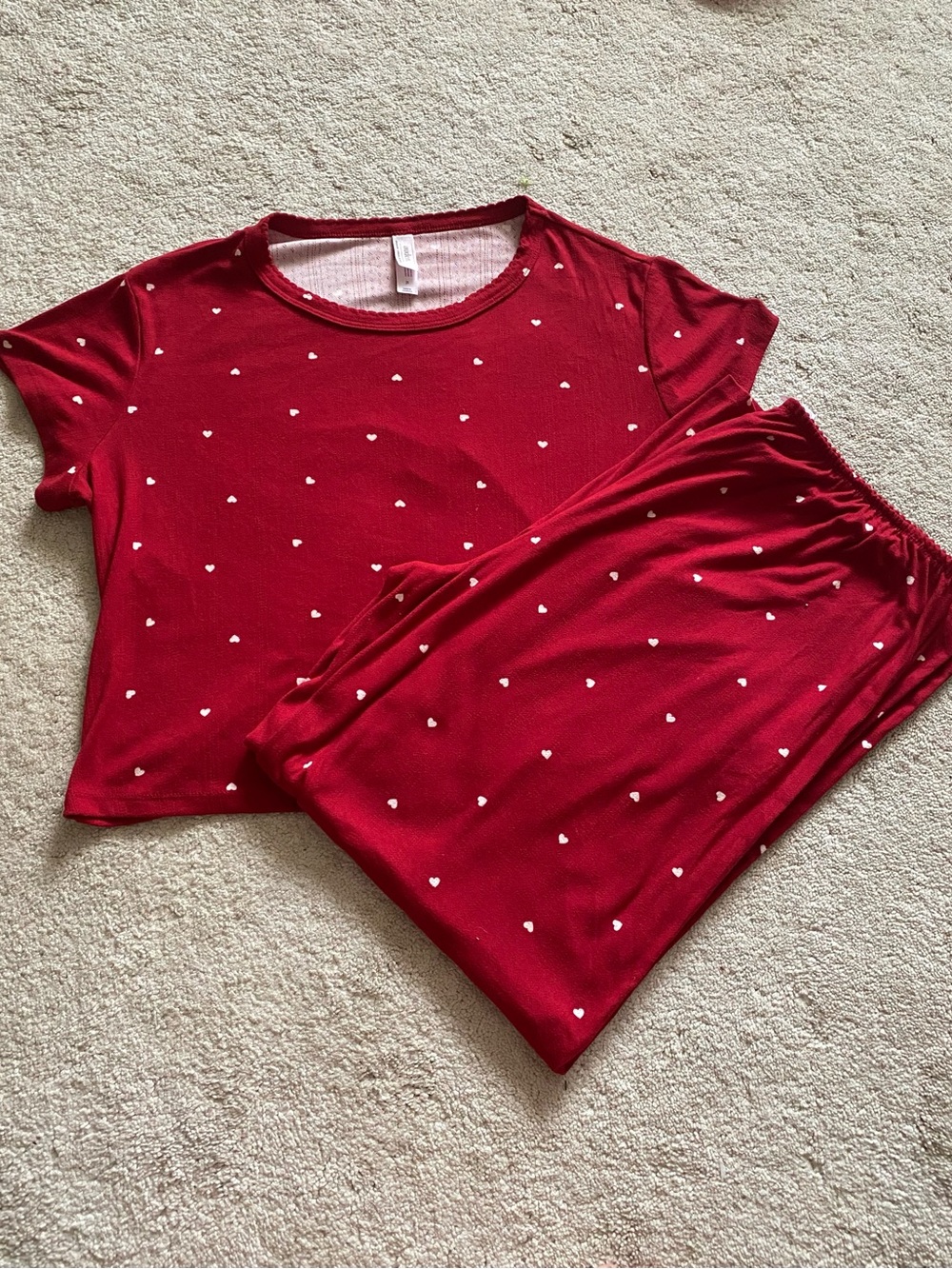 Auden Red Heart-Print Short Sleeve Pajama Set
